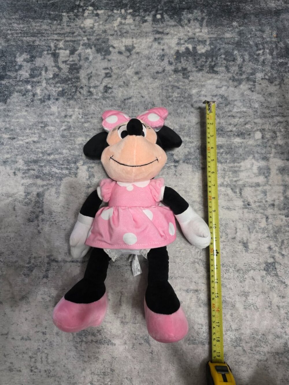 Disney Minnie Mouse Stuffed Animal Plush Pink Polka Dot Dress 16" Tall